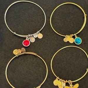 #78 - Alex and Ani Gold and Silver Charm Bracelets with Red and Blue Accents